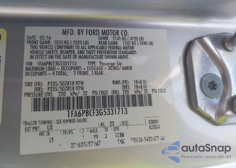 2016 Ford Mustang Gt z USA, uszkodzony, nr VIN 1FA6P8CF3G5331713